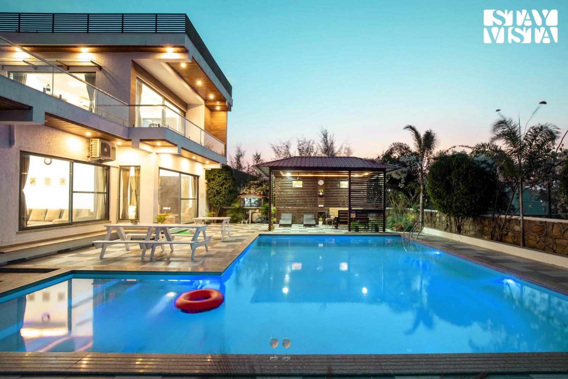 Stayvista'S Bella Dream - Mountain-View With Outdoor Pool, Lawn Featuring A Gazebo & Indoor Games Udaipur Bagian luar foto